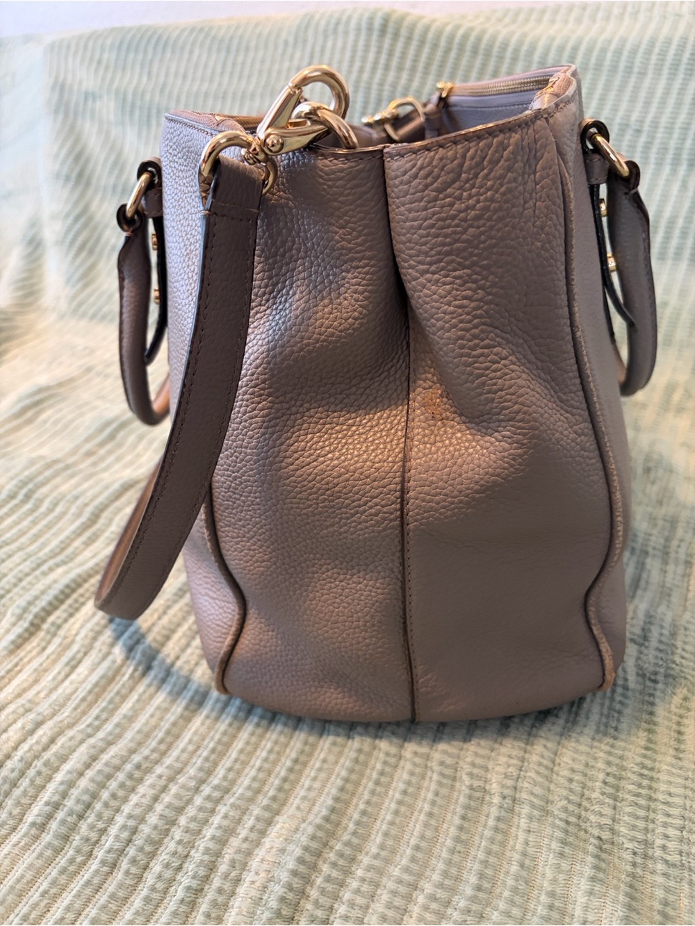 kate spade Pebbled Leather Shoulder Bag in Taupe - Picture 3 of 10